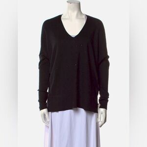 Akris Punto Wool Studded V-Neck Sweater – Black